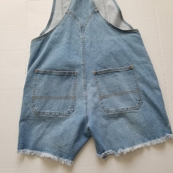 Women's Pride Rainbow Queen Shortall Bib Overalls Denim Light Wash Blue Sz M - Picture 12 of 14